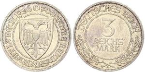 3 Mark Free City of Lübeck Silver 