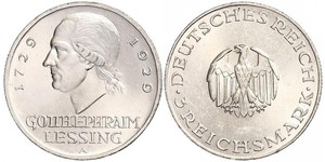 3 Mark German Empire (1871-1918) Silver Gotthold Ephraim Lessing