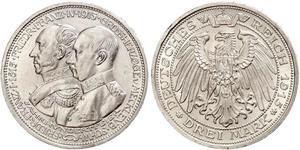 3 Mark German Empire (1871-1918) Silver Frederick Francis IV, Grand Duke of Mecklenburg (1882 - 1945)