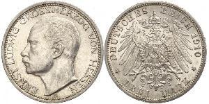 3 Mark Grand Duchy of Hesse (1806 - 1918) Silver Ernest Louis, Grand Duke of Hesse (1868 - 1937)