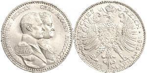 3 Mark Grand Duchy of Saxe-Weimar-Eisenach (1809 - 1918) Silver William Ernest, Grand Duke of Saxe-Weimar-Eisenach