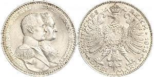 3 Mark Grand Duchy of Saxe-Weimar-Eisenach (1809 - 1918) Silver William Ernest, Grand Duke of Saxe-Weimar-Eisenach