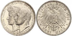 3 Mark Grand Duchy of Saxe-Weimar-Eisenach (1809 - 1918) Silver William Ernest, Grand Duke of Saxe-Weimar-Eisenach