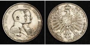 3 Mark Grand Duchy of Saxe-Weimar-Eisenach (1809 - 1918) Silver William Ernest, Grand Duke of Saxe-Weimar-Eisenach