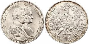 3 Mark Grand Duchy of Saxe-Weimar-Eisenach (1809 - 1918) Silver William Ernest, Grand Duke of Saxe-Weimar-Eisenach