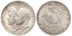 3 Mark Grand Duchy of Saxe-Weimar-Eisenach (1809 - 1918) Silver William Ernest, Grand Duke of Saxe-Weimar-Eisenach