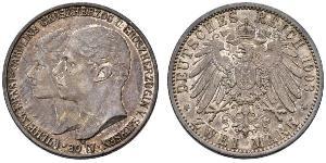 3 Mark Grand Duchy of Saxe-Weimar-Eisenach (1809 - 1918) Silver William Ernest, Grand Duke of Saxe-Weimar-Eisenach