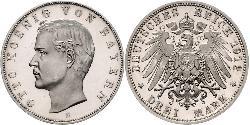 3 Mark Kingdom of Bavaria (1806 - 1918) Silver Otto of Bavaria (1848 – 1916)