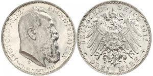 3 Mark Kingdom of Bavaria (1806 - 1918) Silver Otto of Bavaria (1848 – 1916)