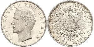 3 Mark Kingdom of Bavaria (1806 - 1918) Silver Otto of Bavaria (1848 – 1916)