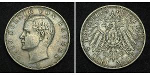 3 Mark Kingdom of Bavaria (1806 - 1918) Silver Otto of Bavaria (1848 – 1916)
