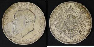 3 Mark Kingdom of Bavaria (1806 - 1918) Silver Ludwig III of Bavaria (1845 – 1921)