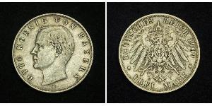 3 Mark Kingdom of Bavaria (1806 - 1918) Silver Otto of Bavaria (1848 – 1916)