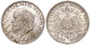 3 Mark Kingdom of Bavaria (1806 - 1918) Silver Ludwig III of Bavaria (1845 – 1921)