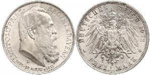 3 Mark Kingdom of Bavaria (1806 - 1918) Silver Otto of Bavaria (1848 – 1916)