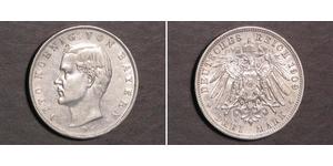 3 Mark Kingdom of Bavaria (1806 - 1918) Silver Otto of Bavaria (1848 – 1916)