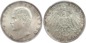 3 Mark Kingdom of Bavaria (1806 - 1918) Silver Otto of Bavaria (1848 – 1916)