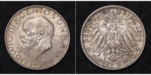 3 Mark Kingdom of Bavaria (1806 - 1918) Silver Ludwig III of Bavaria (1845 – 1921)