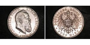 3 Mark Kingdom of Bavaria (1806 - 1918) Silver Otto of Bavaria (1848 – 1916)
