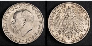 3 Mark Kingdom of Bavaria (1806 - 1918) Silver Ludwig III of Bavaria (1845 – 1921)