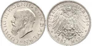 3 Mark Kingdom of Bavaria (1806 - 1918) Silver Ludwig III of Bavaria (1845 – 1921)