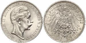 3 Mark Kingdom of Prussia (1701-1918) Silver Wilhelm II, German Emperor (1859-1941)