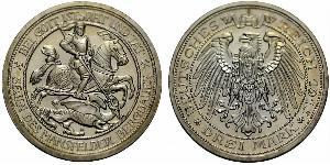 3 Mark Kingdom of Prussia (1701-1918) Silver Wilhelm II, German Emperor (1859-1941)