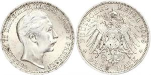 3 Mark Kingdom of Prussia (1701-1918) Silver Wilhelm II, German Emperor (1859-1941)