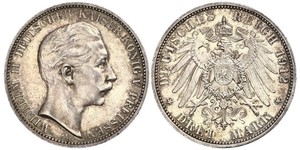 3 Mark Kingdom of Prussia (1701-1918) Silver Wilhelm II, German Emperor (1859-1941)