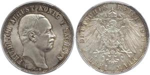 3 Mark Kingdom of Saxony (1806 - 1918) Silver Frederick Augustus III of Saxony (1865-1932)