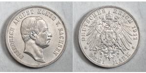 3 Mark Kingdom of Saxony (1806 - 1918) Silver Frederick Augustus III of Saxony (1865-1932)