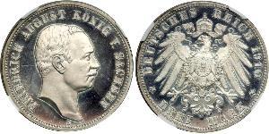 3 Mark Kingdom of Saxony (1806 - 1918) Silver Frederick Augustus III of Saxony (1865-1932)