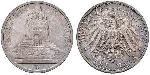 3 Mark Kingdom of Saxony (1806 - 1918) Silver 