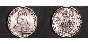 3 Mark Kingdom of Saxony (1806 - 1918) Silver 