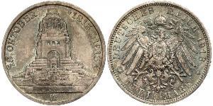 3 Mark Kingdom of Saxony (1806 - 1918) Silver 