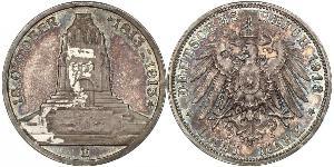 3 Mark Kingdom of Saxony (1806 - 1918) Silver 