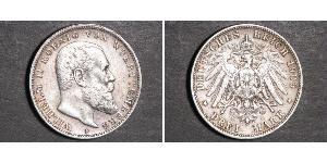 3 Mark Kingdom of Württemberg (1806-1918) Silver Wilhelm II, German Emperor (1859-1941)
