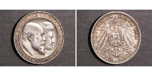 3 Mark Kingdom of Württemberg (1806-1918) Silver Wilhelm II, German Emperor (1859-1941)