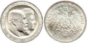 3 Mark Kingdom of Württemberg (1806-1918) Silver Wilhelm II, German Emperor (1859-1941)