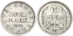 3 Mark Weimar Republic (1918-1933) Silver 