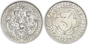 3 Mark Weimar Republic (1918-1933) Silver 