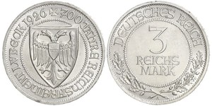 3 Mark Free City of Lübeck 銀 