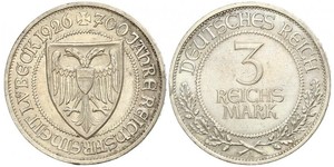 3 Mark Free City of Lübeck 銀 