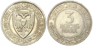 3 Mark Free City of Lübeck 銀 