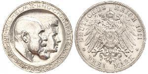 3 Mark Kingdom of Württemberg (1806-1918) 銀 威廉二世 (德国)
