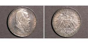3 Mark 巴伐利亞王國 (1806 - 1918) 銀 奥托 (巴伐利亚国王)