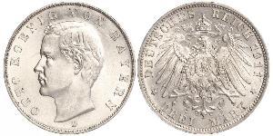 3 Mark 巴伐利亞王國 (1806 - 1918) 銀 奥托 (巴伐利亚国王)