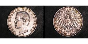 3 Mark 巴伐利亞王國 (1806 - 1918) 銀 奥托 (巴伐利亚国王)
