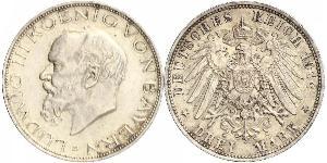 3 Mark 巴伐利亞王國 (1806 - 1918) 銀 路德维希三世 (巴伐利亚) (1845 – 1921)