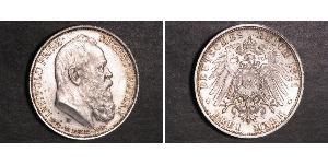 3 Mark 巴伐利亞王國 (1806 - 1918) 銀 奥托 (巴伐利亚国王)